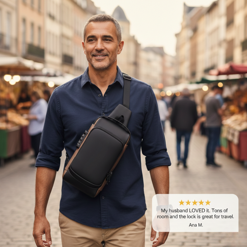Vaultrek™ – Anti-Theft Lock & USB Charging Waterproof Sling Bag + 50% OFF