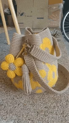 Marigold Lane™ – Handmade Crochet Flower Tote with 3D Floral Appliqués & Tassel Charm + 50% OFF