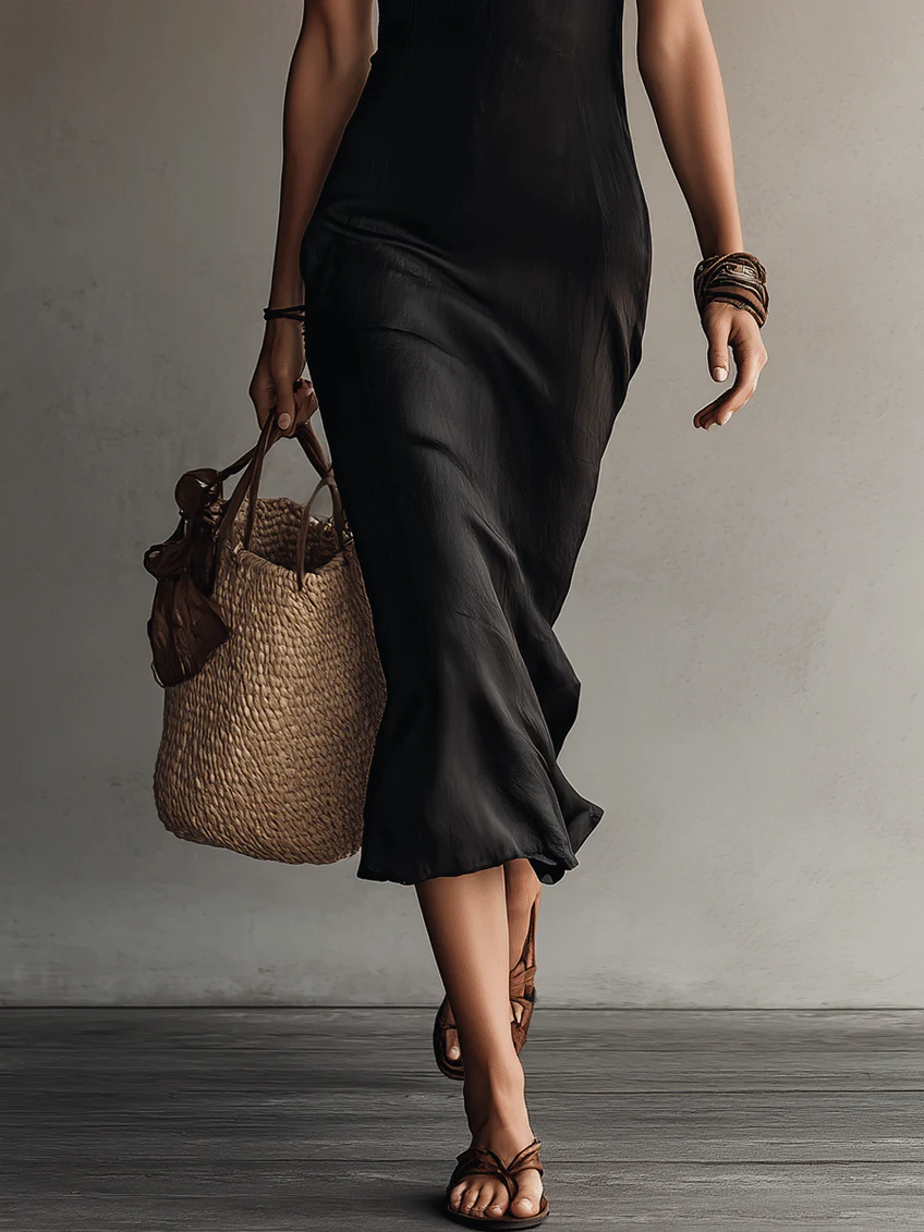 Velura™ – Lace V-Neck Soft-Drape Sleeveless Midi Dress + 50% OFF