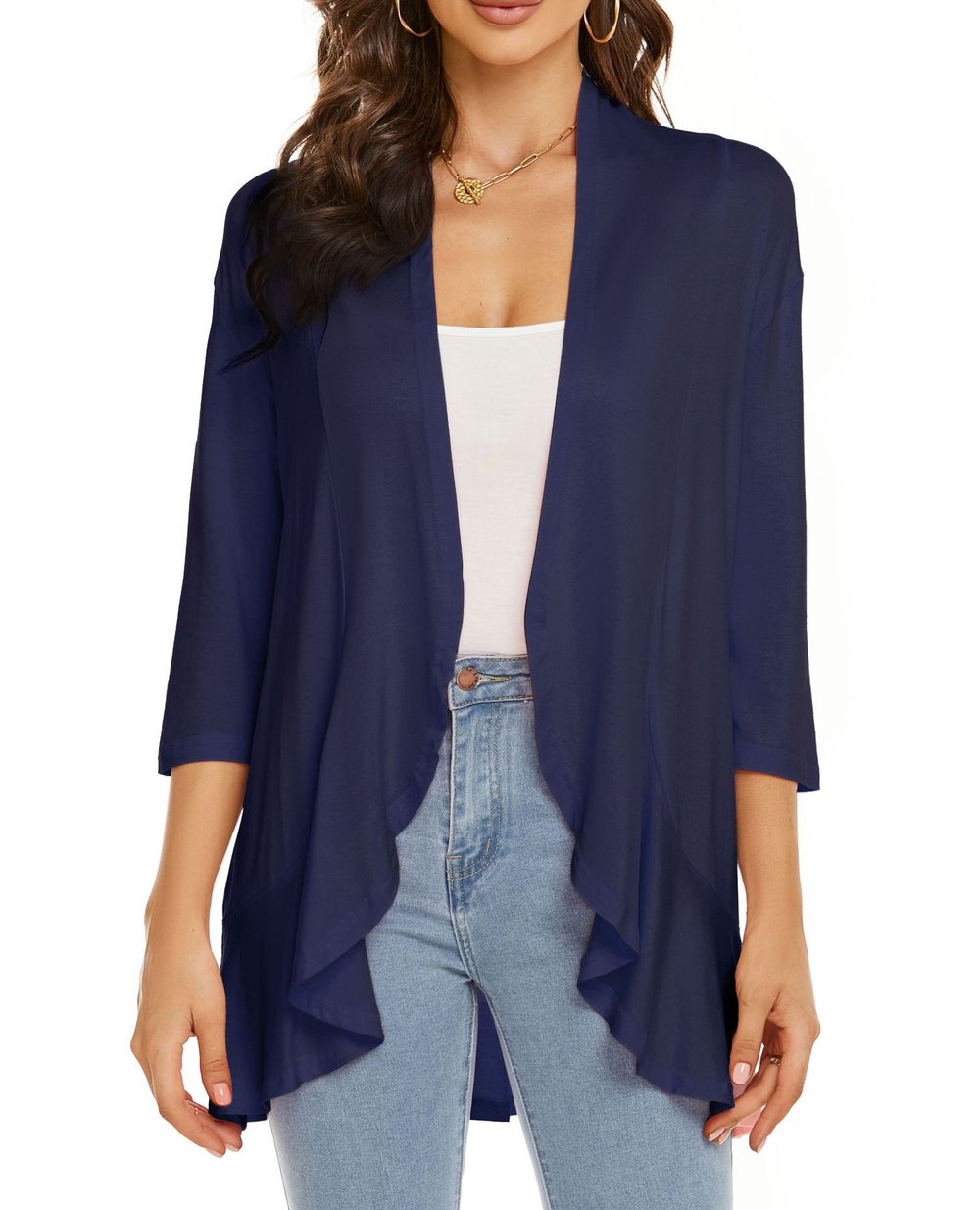 Drapelle™ – Lightweight Draped Open-Front Ruffle Cardigan + 50% OFF
