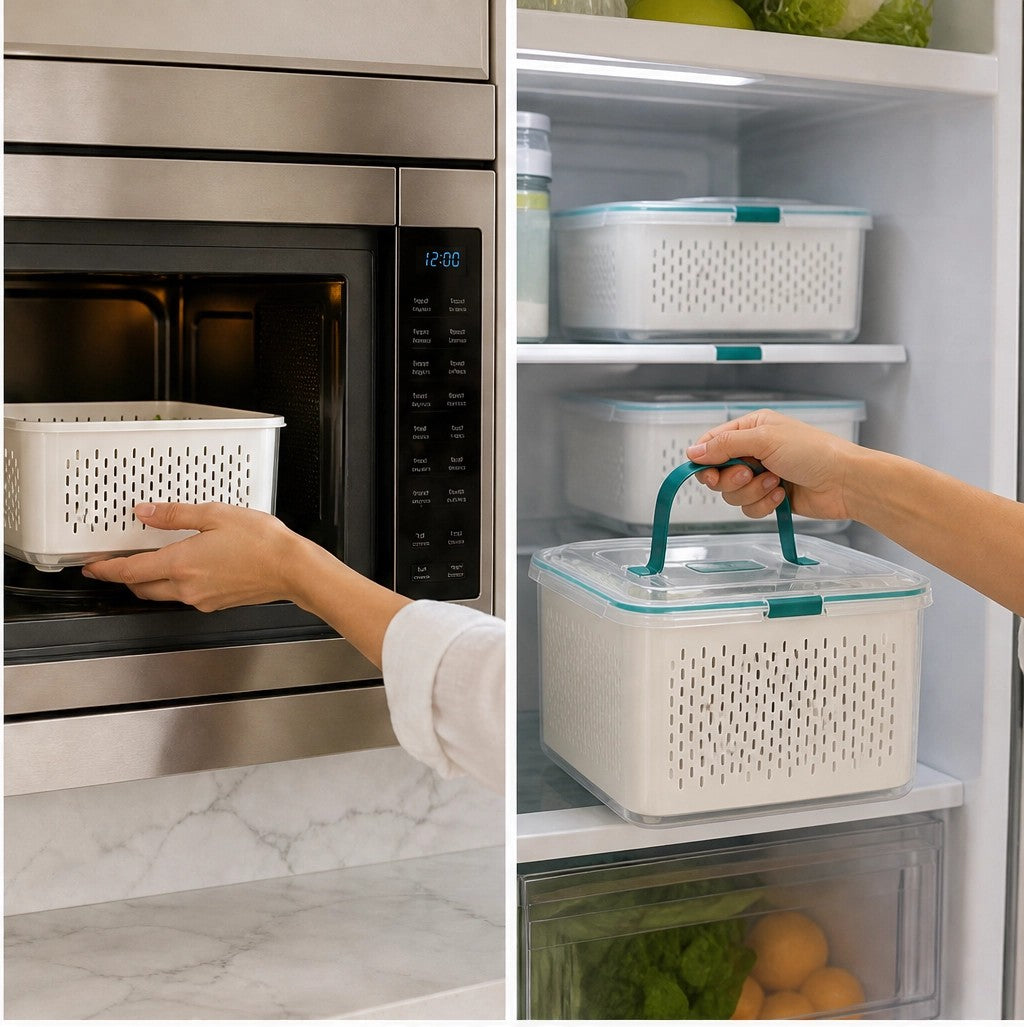Frostwell – 2-in-1 Draining Airtight Food Storage Container with Divider + 50% OFF