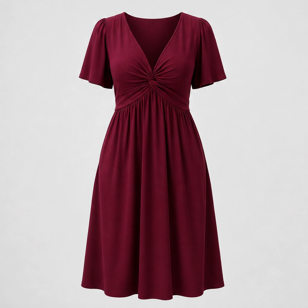 Velora™ – Twist-Front V-Neck Flowy Dress with Hidden Pockets + 50% OFF