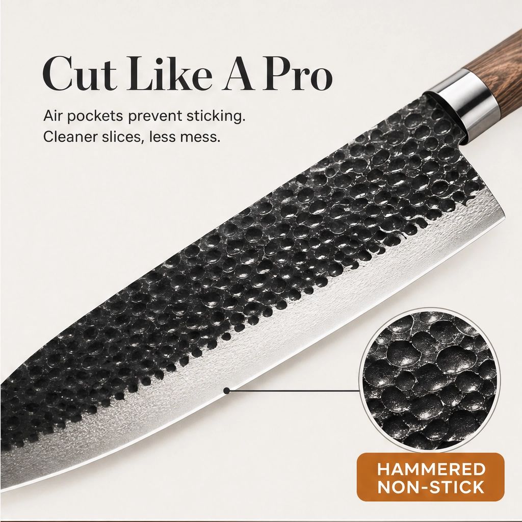 Emberforge – Hammered V-Edge 6-Piece Stainless Steel Kitchen Knife Set + 50% OFF