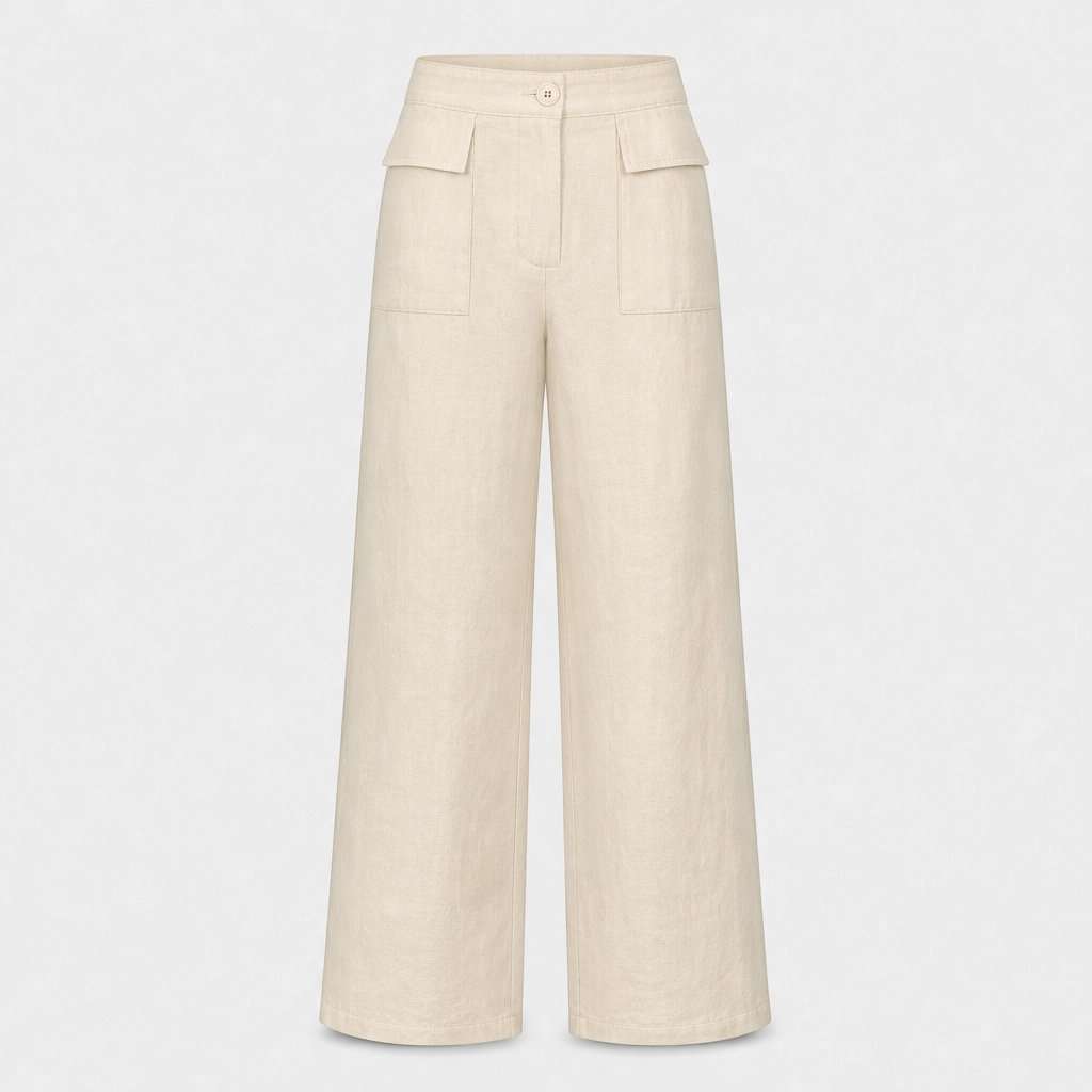 Vela™ – High-Waisted Cotton-Linen Wide-Leg Pants + 50% OFF