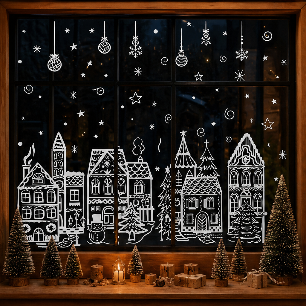 Winterpane – Reusable Static Cling Christmas Village Window Decals + 50% OFF lifestyle