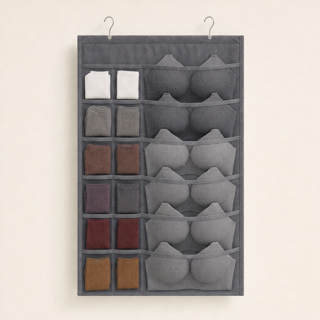 StowLoft – Double-Sided Mesh Hanging Underwear Organizer Charcoal