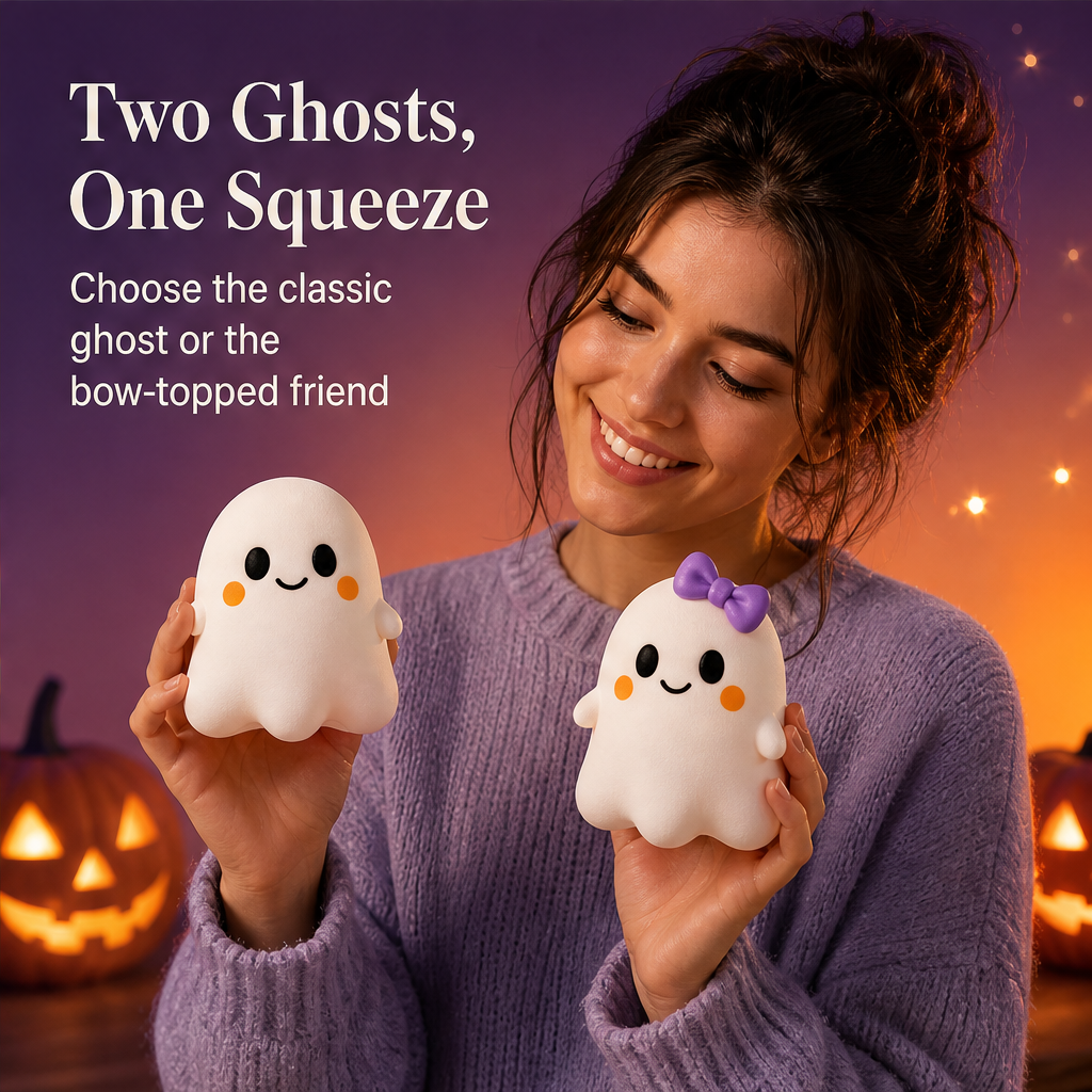 Squishly – Slow-Rising Ultra-Soft Ghost Squishy Stress Toy + 1+1 FREE features