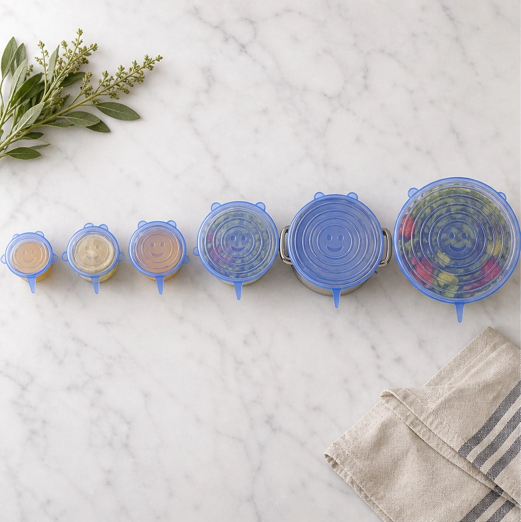 Larderwell – Stretch-to-Fit Airtight Silicone Lids, 6-Size Set + 50% OFF