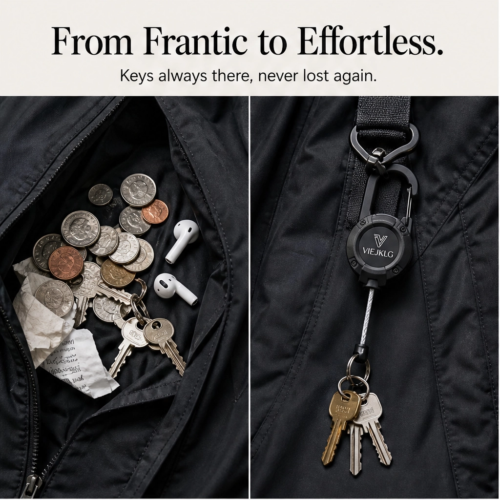 Anchorit™ – Heavy-Duty Retractable Keychain with Steel-Core Cord & Carabiner + 50% OFF