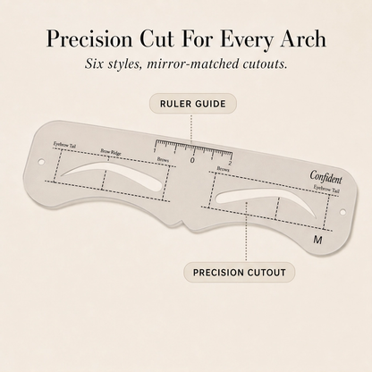 Finesse™ – 12-Shape Eyebrow Stencil Kit with Adjustable Strap & Ruler + 1+1 FREE