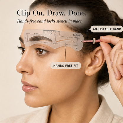 Finesse™ – 12-Shape Eyebrow Stencil Kit with Adjustable Strap & Ruler + 1+1 FREE