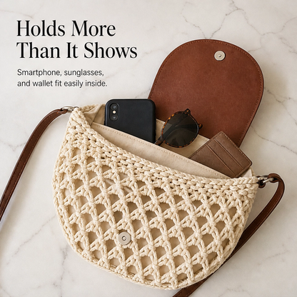 Sirocco™ – Hand-Woven Boho Crossbody Bag with Adjustable Leather Strap + 50 % OFF