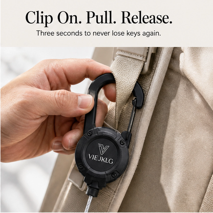 Anchorit™ – Heavy-Duty Retractable Keychain with Steel-Core Cord & Carabiner + 50% OFF