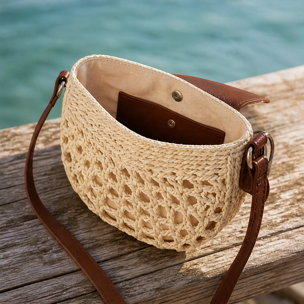 Sirocco™ – Hand-Woven Boho Crossbody Bag with Adjustable Leather Strap + 50 % OFF