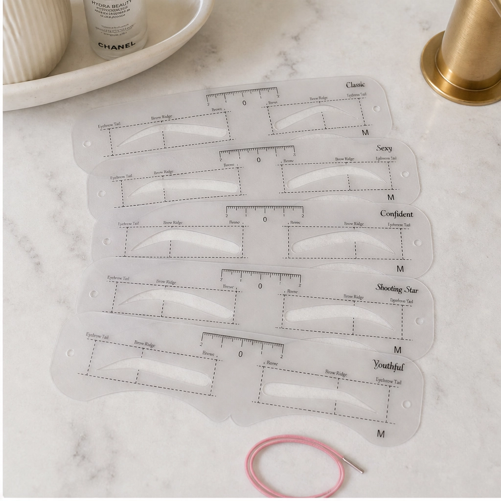 Finesse™ – 12-Shape Eyebrow Stencil Kit with Adjustable Strap & Ruler + 1+1 FREE