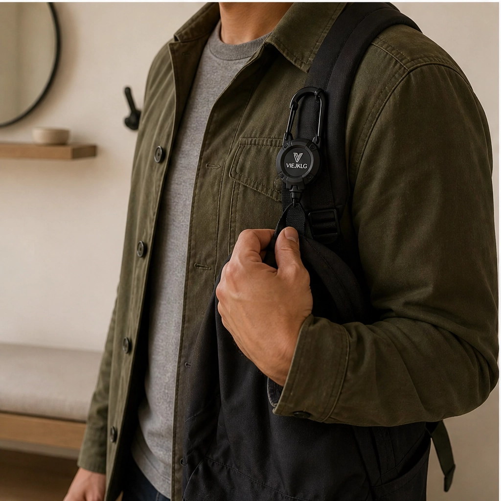 Anchorit™ – Heavy-Duty Retractable Keychain with Steel-Core Cord & Carabiner + 50% OFF