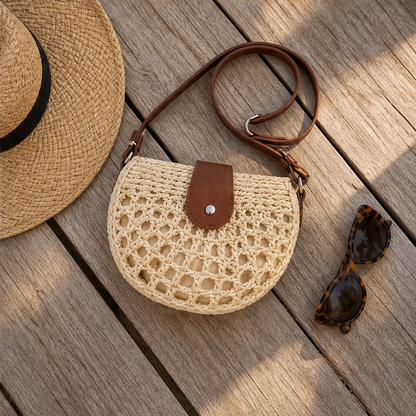 Sirocco™ – Hand-Woven Boho Crossbody Bag with Adjustable Leather Strap + 50 % OFF