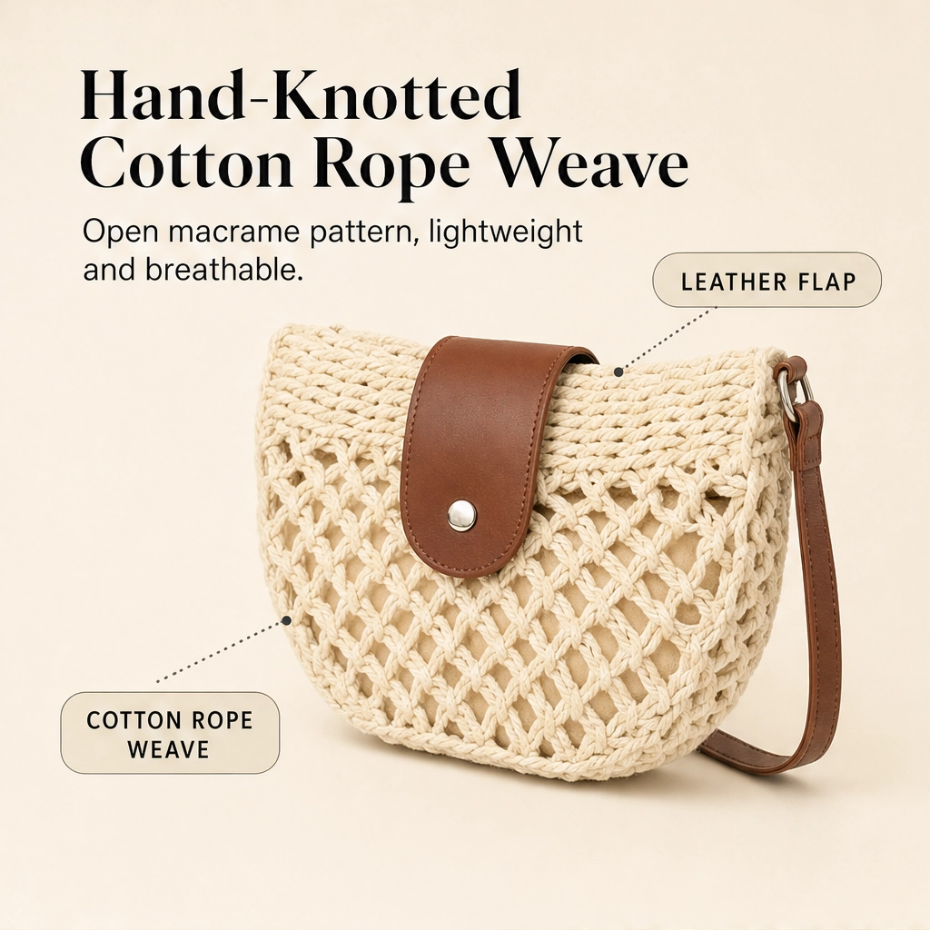 Sirocco™ – Hand-Woven Boho Crossbody Bag with Adjustable Leather Strap + 50 % OFF