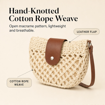 Sirocco™ – Hand-Woven Boho Crossbody Bag with Adjustable Leather Strap + 50 % OFF