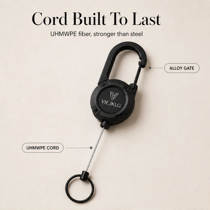 Anchorit™ – Heavy-Duty Retractable Keychain with Steel-Core Cord & Carabiner + 50% OFF