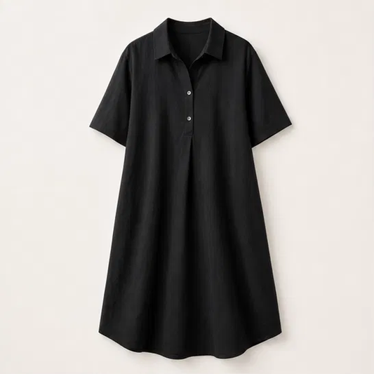 Rivella – Breathable Linen-Blend Collared Midi Shirt Dress + 50% OFF