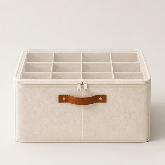 Alcove – Foldable 16-Compartment Fabric Shoe Storage Box with Clear Zip Lid + 50% OFF