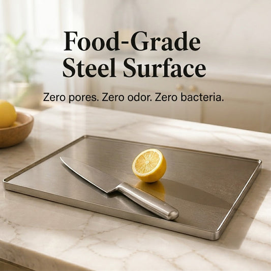 Temper – Non-Porous Stainless Steel Prep Board with Anti-Slip Lipped Edge + 50% OFF
