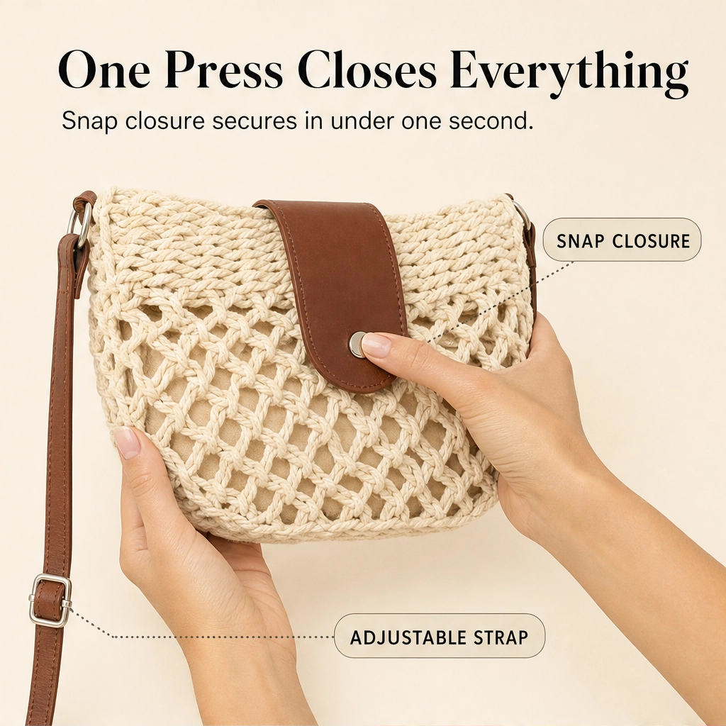 Sirocco™ – Hand-Woven Boho Crossbody Bag with Adjustable Leather Strap + 50 % OFF