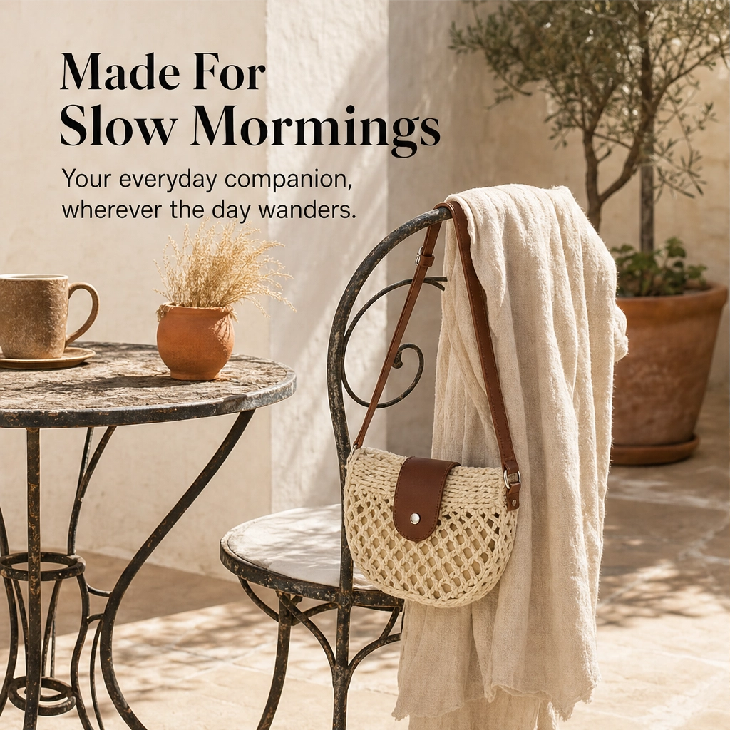 Sirocco™ – Hand-Woven Boho Crossbody Bag with Adjustable Leather Strap + 50 % OFF
