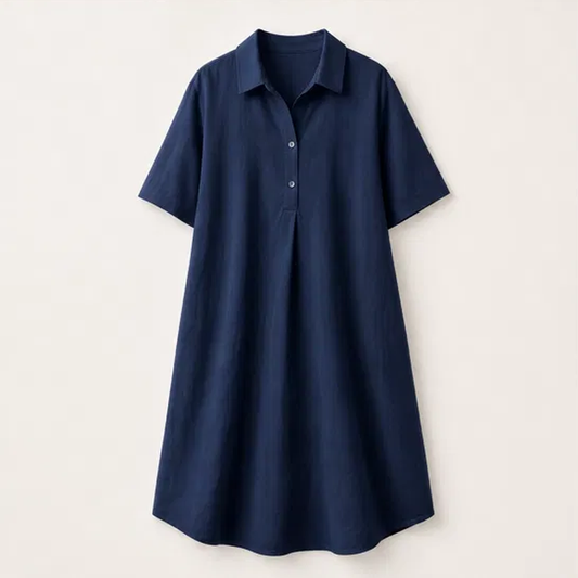 Rivella – Breathable Linen-Blend Collared Midi Shirt Dress + 50% OFF