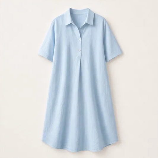 Rivella – Breathable Linen-Blend Collared Midi Shirt Dress + 50% OFF