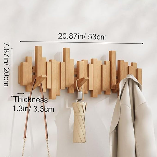 The AuraCoat Piano Rack - Wall-Mounted Wooden Coat Rack with Piano Key Style Design + 50% OFF