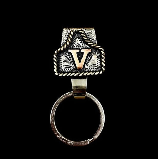 Drover – Personalized Solid Brass Initial Cow Tag Keychain + But 1 +1 FREE