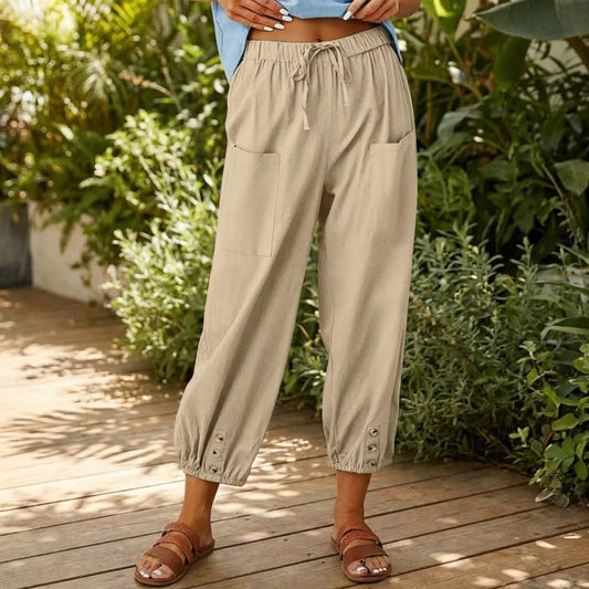 Breezewick™ – Soft Cotton-Linen Wide Leg Capri Pants for Women + 50% OFF