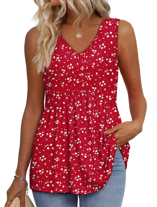 Brisella™ – Flowy V-Neck Peplum Sleeveless Summer Tank Top + 50% OFF