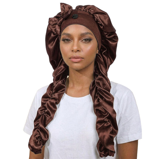Duskveil – Extra-Long Twin-Tube Satin Bonnet for Braids, Locs & Curls + 50% OFF