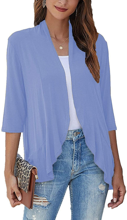 Drapelle™ – Lightweight Draped Open-Front Ruffle Cardigan + 50% OFF