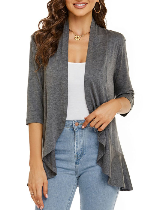 Drapelle™ – Lightweight Draped Open-Front Ruffle Cardigan + 50% OFF