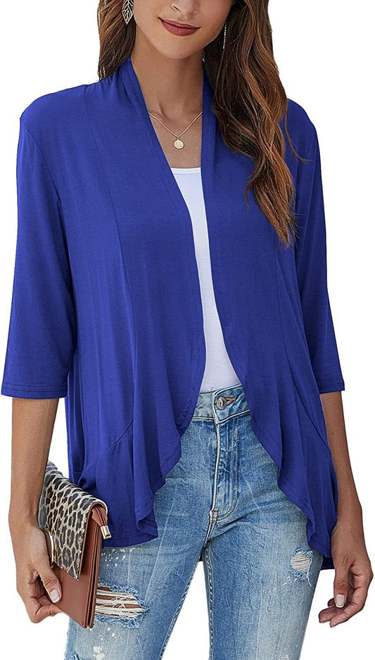 Drapelle™ – Lightweight Draped Open-Front Ruffle Cardigan + 50% OFF