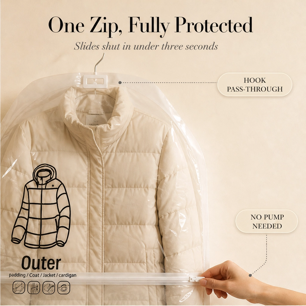 Hushvault™ – Hanging Vacuum Storage Bags for Coats, Jackets & Closet Organization + 50% OFF