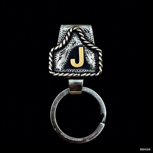 Drover – Personalized Solid Brass Initial Cow Tag Keychain + But 1 +1 FREE