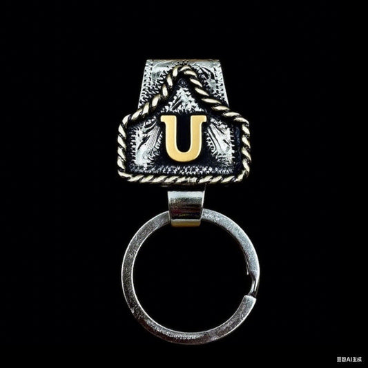 Drover – Personalized Solid Brass Initial Cow Tag Keychain + But 1 +1 FREE