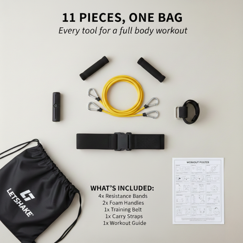 Ironpulse™ – 11-in-1 Solid-Core Resistance Band Training Kit with Foam Belt (Up to 150kg) + 50% OFF