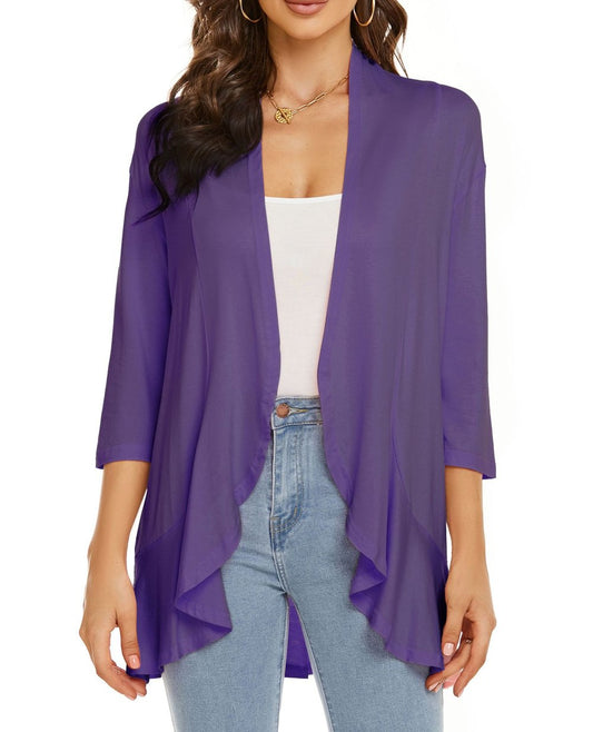 Drapelle™ – Lightweight Draped Open-Front Ruffle Cardigan + 50% OFF