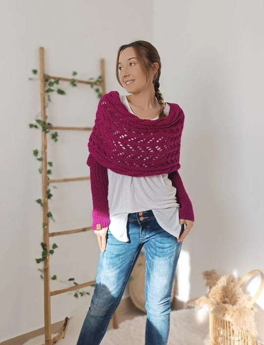 The AuraKnit Cable Wrap – Versatile Knitted Shrug for Women + 50% OFF