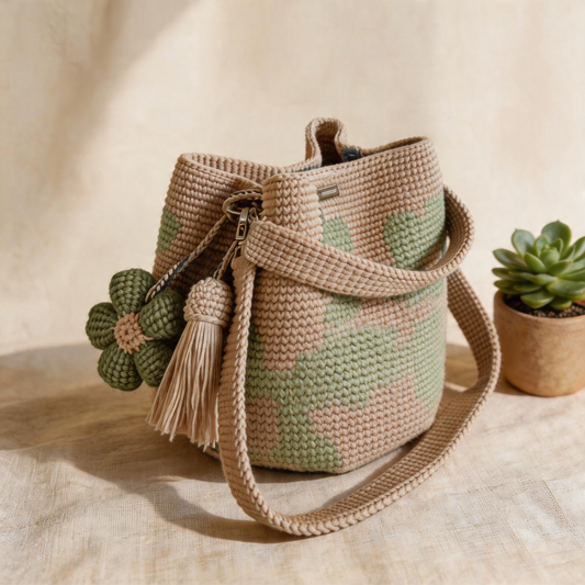 Marigold Lane™ – Handmade Crochet Flower Tote with 3D Floral Appliqués & Tassel Charm + 50% OFF