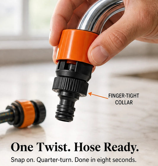 Rindle – Tool-Free Universal Faucet to Garden Hose Adapter + 50%  OFF