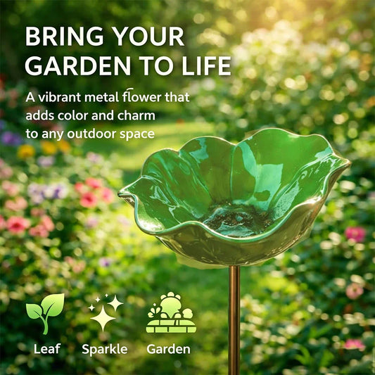 Briarcroft™ – Handcrafted Metal Poppy Garden Stake with Bird Bath Bowl + 50% OFF