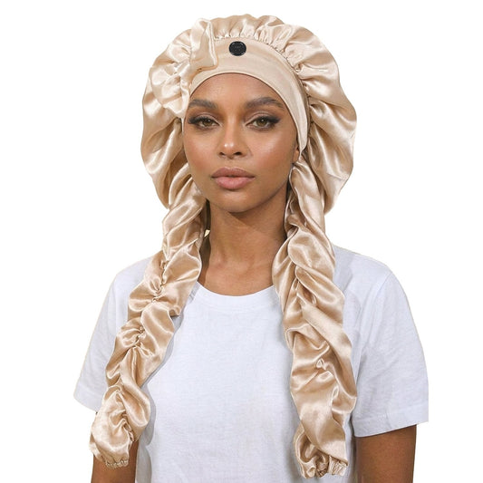 Duskveil – Extra-Long Twin-Tube Satin Bonnet for Braids, Locs & Curls + 50% OFF