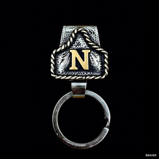 Drover – Personalized Solid Brass Initial Cow Tag Keychain + But 1 +1 FREE